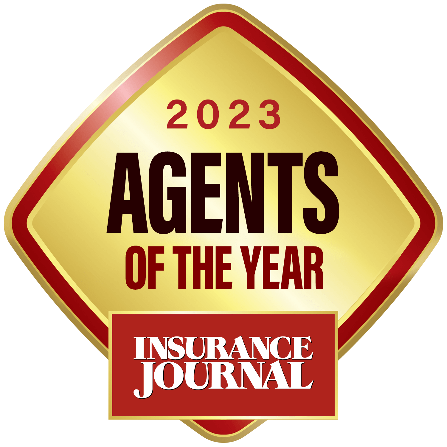 Digital badge for the 2023 Insurance Agents of the Year Award, featuring intricate design elements that symbolize excellence and achievement in the insurance industry.