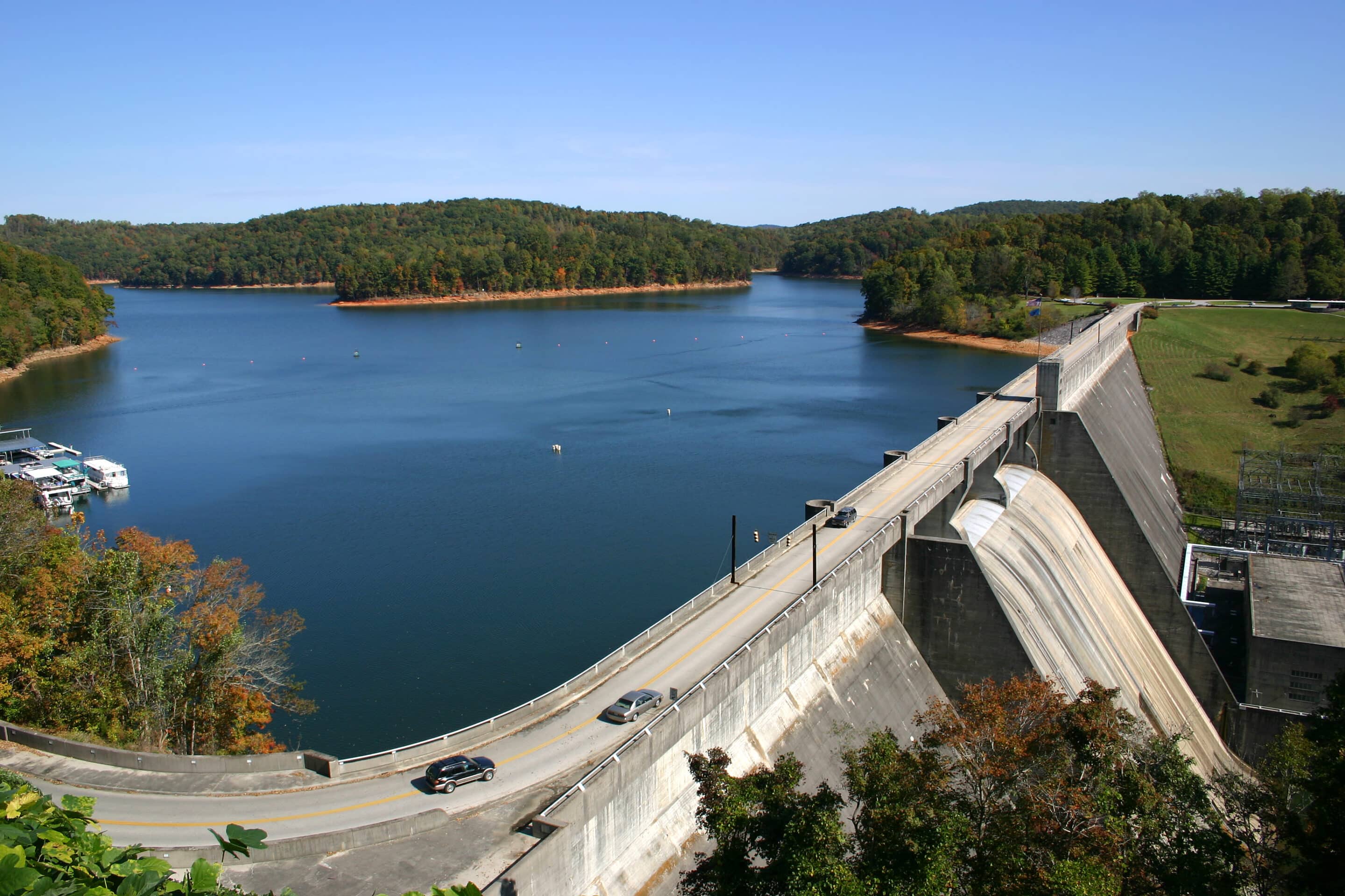 Norris Dam in Tennessee, a critical structure for flood control, illustrating the need for reliable Tennessee flood insurance for waterfront properties.