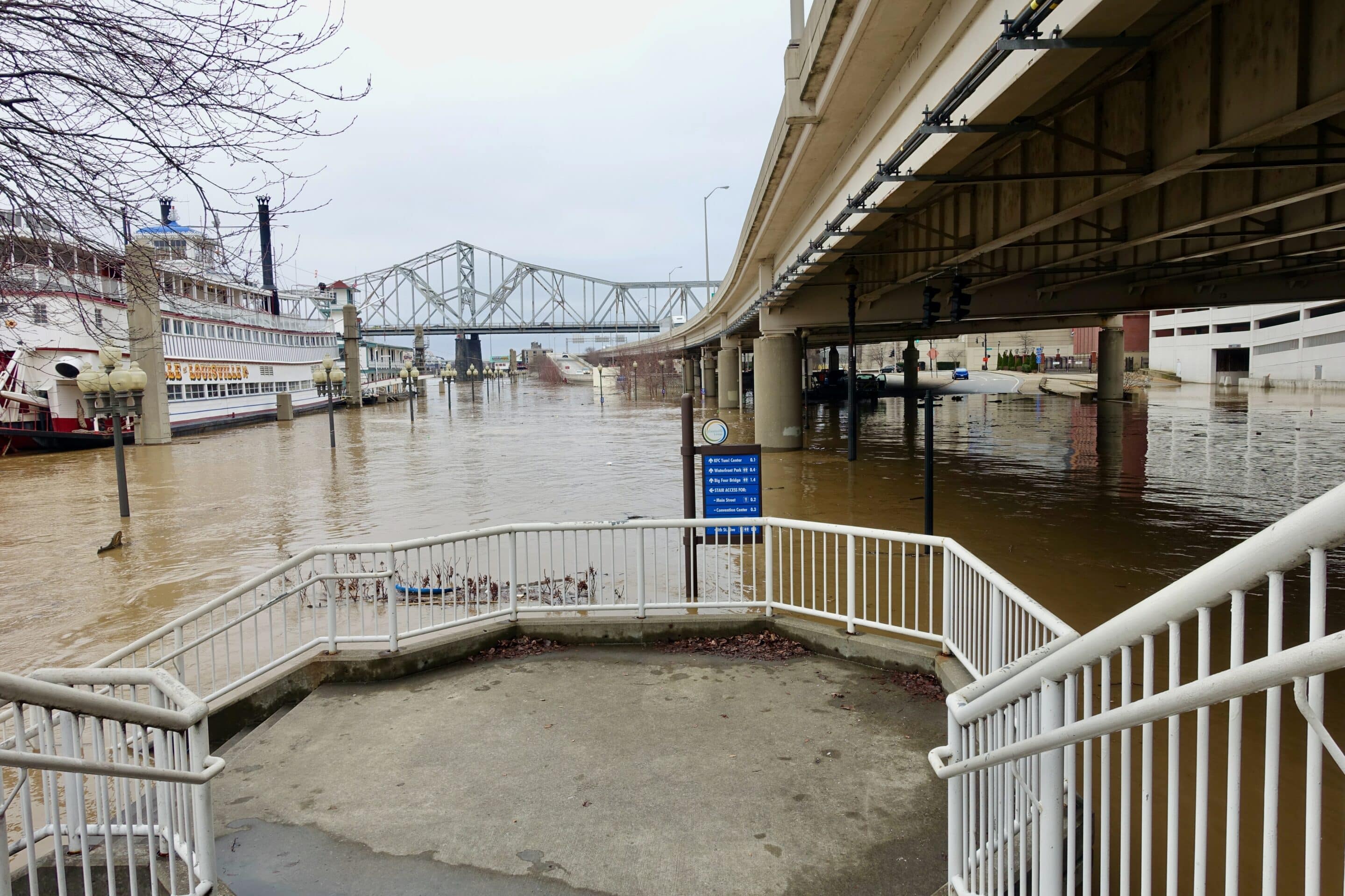 Kentucky Flood Insurance - Riverfront Flooding Near Bridge