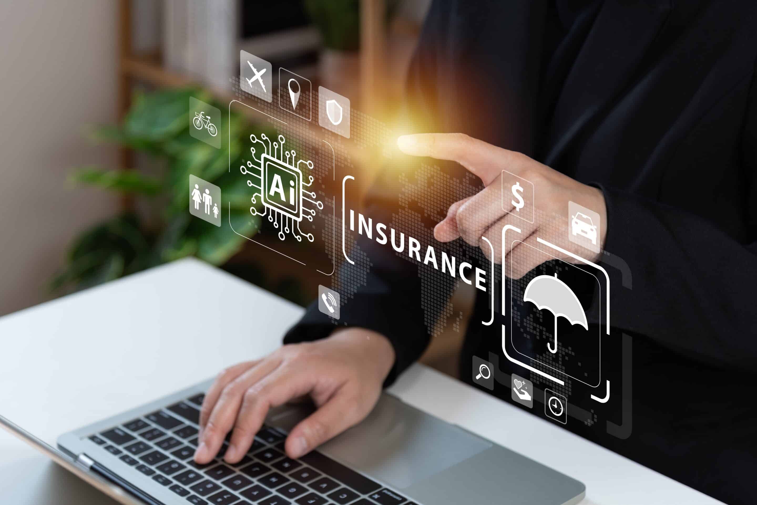 AI in Home Insurance: Digital Risk Assessment and Coverage Digital AI insurance interface showing automated analysis used in modern home insurance underwriting.