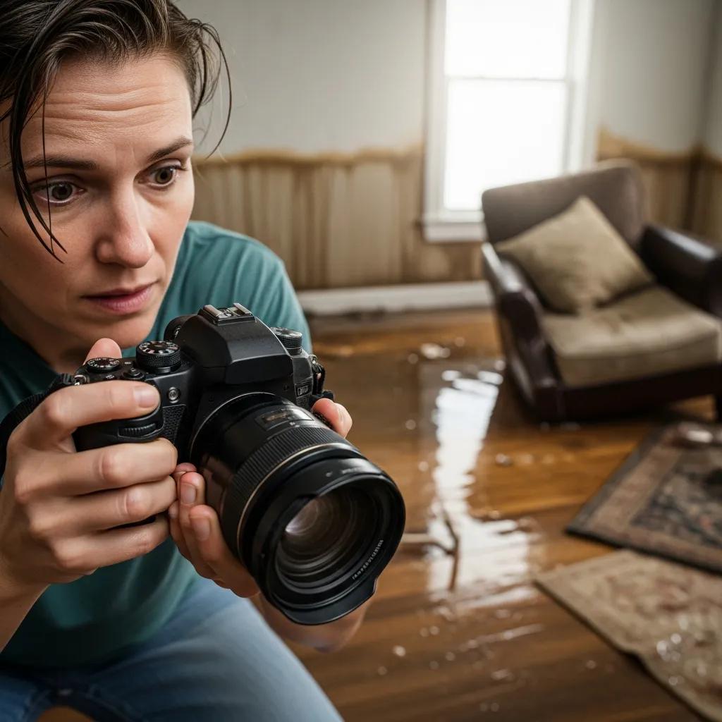 homeowner documenting flood damage for insurance claim support 6a54f964 68fc 45f0 b13e 8b3f8df4218f